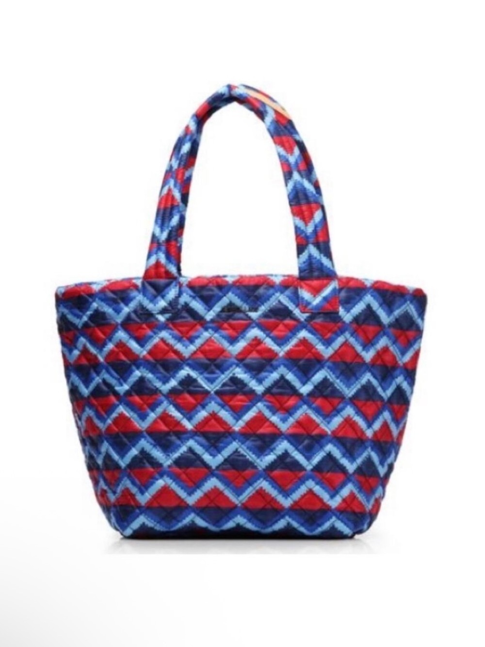 MZ Wallace Quilted Blue Red To Handle Metro Tote